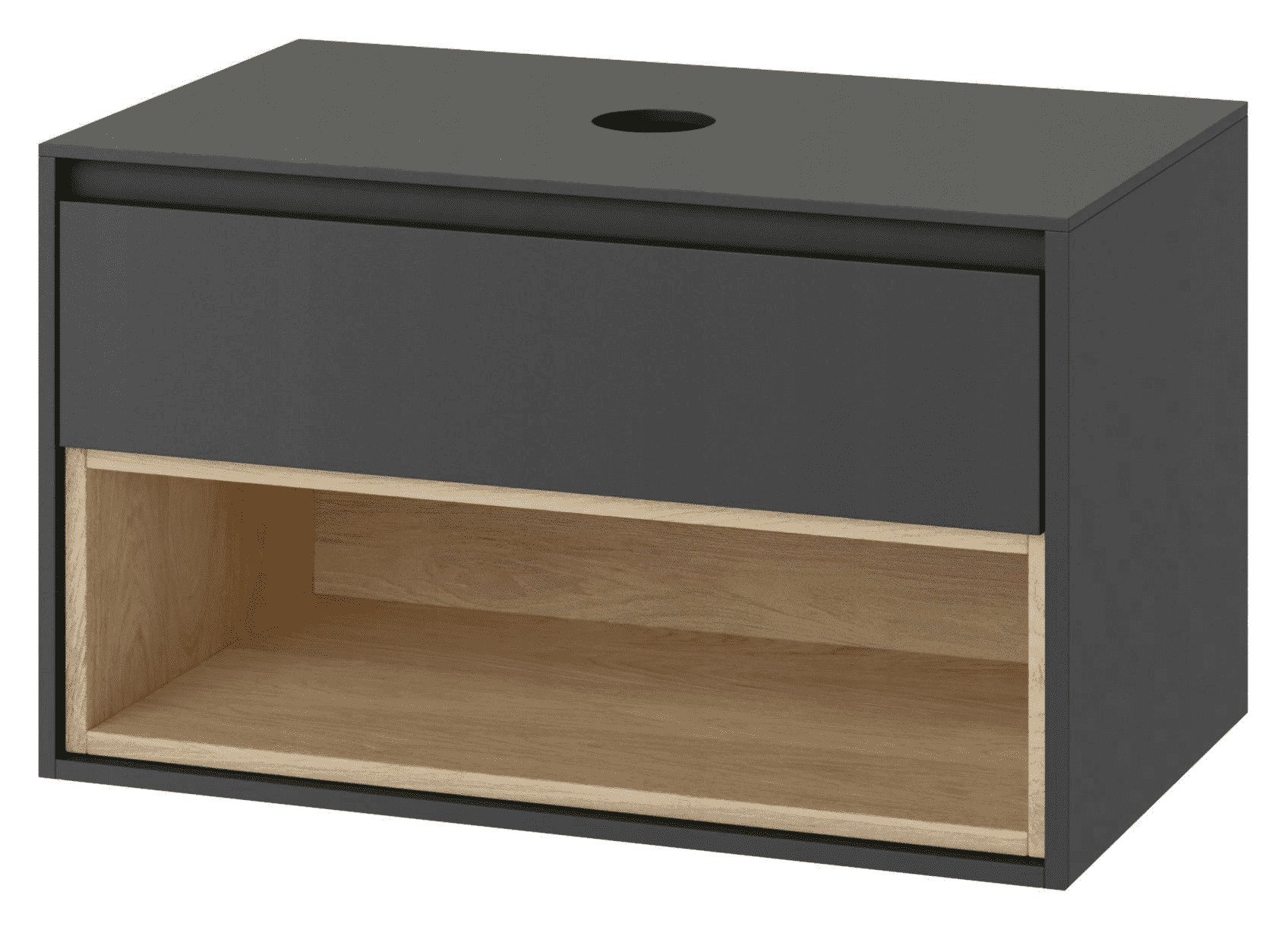 Excellent Tuto Szafka Pod Umywalkę Nablatową 80 cm Szary/Dąb (MLEX.0102.800.GRBL)